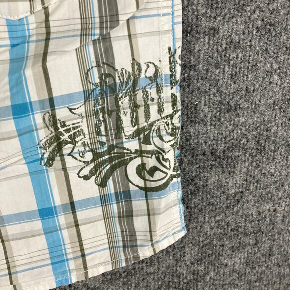 Quiksilver Button-Up Shirt Boys Size 3T Blue Plaid Short Sleeve Casual Top - Picture 2 of 5